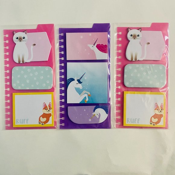 10 Lot Bundle Crafts Rainbow Unicorn Kitten Puppy Pouches Notebooks Sticky Notes - Picture 8 of 9
